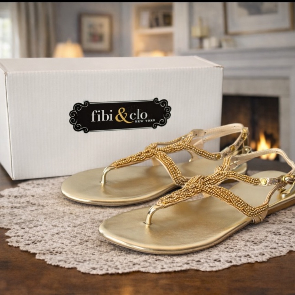 NIB Gold Bling Sandals Size 10